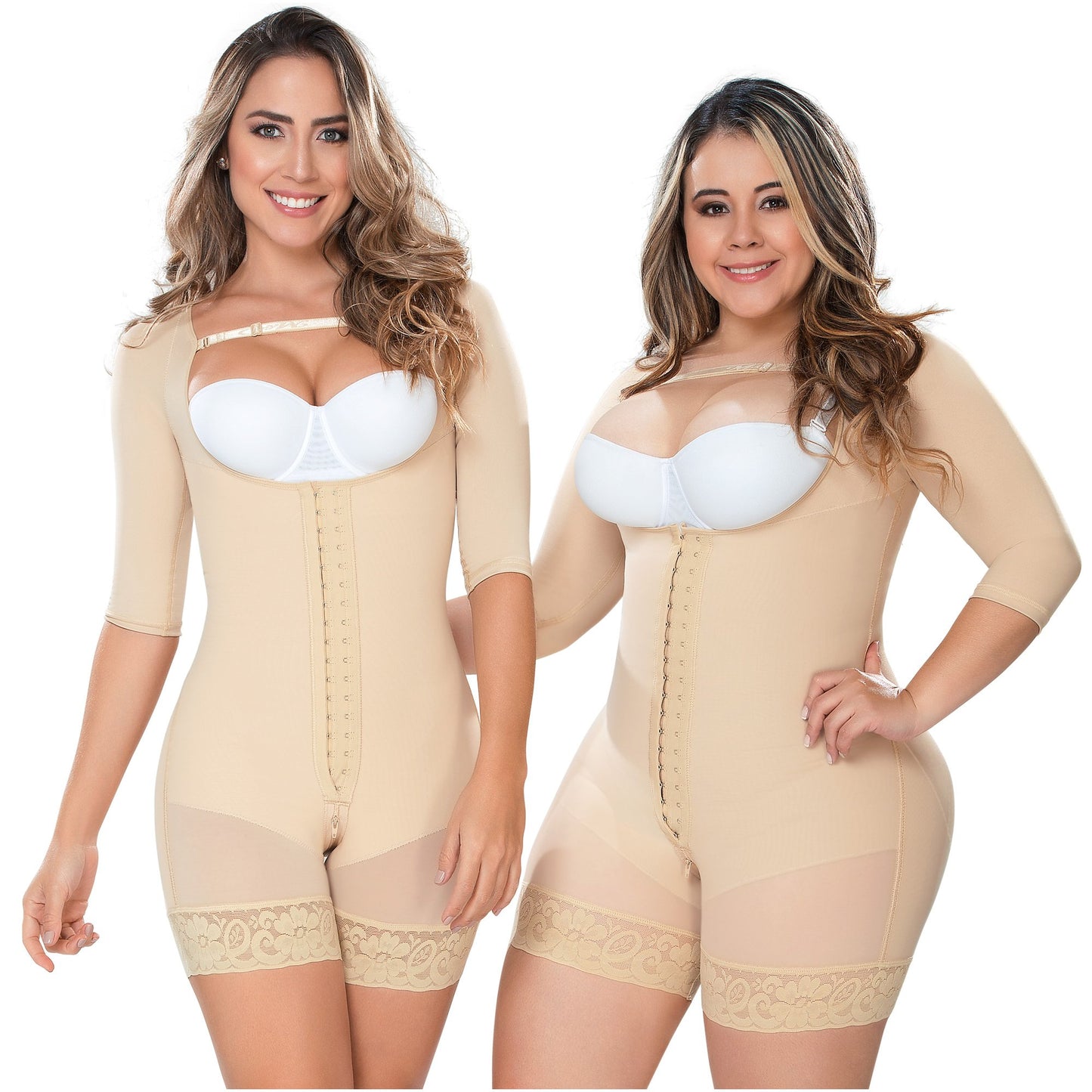 M&D Shapewear: 0164 - Mid Thigh Long Sleeved Compression Body Shaper -  Showmee Store