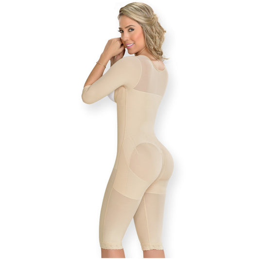 Slender Faja 1445 Capri girdle with sleeves and with the breast out. -  Belleza Femenina - BF Shapewear