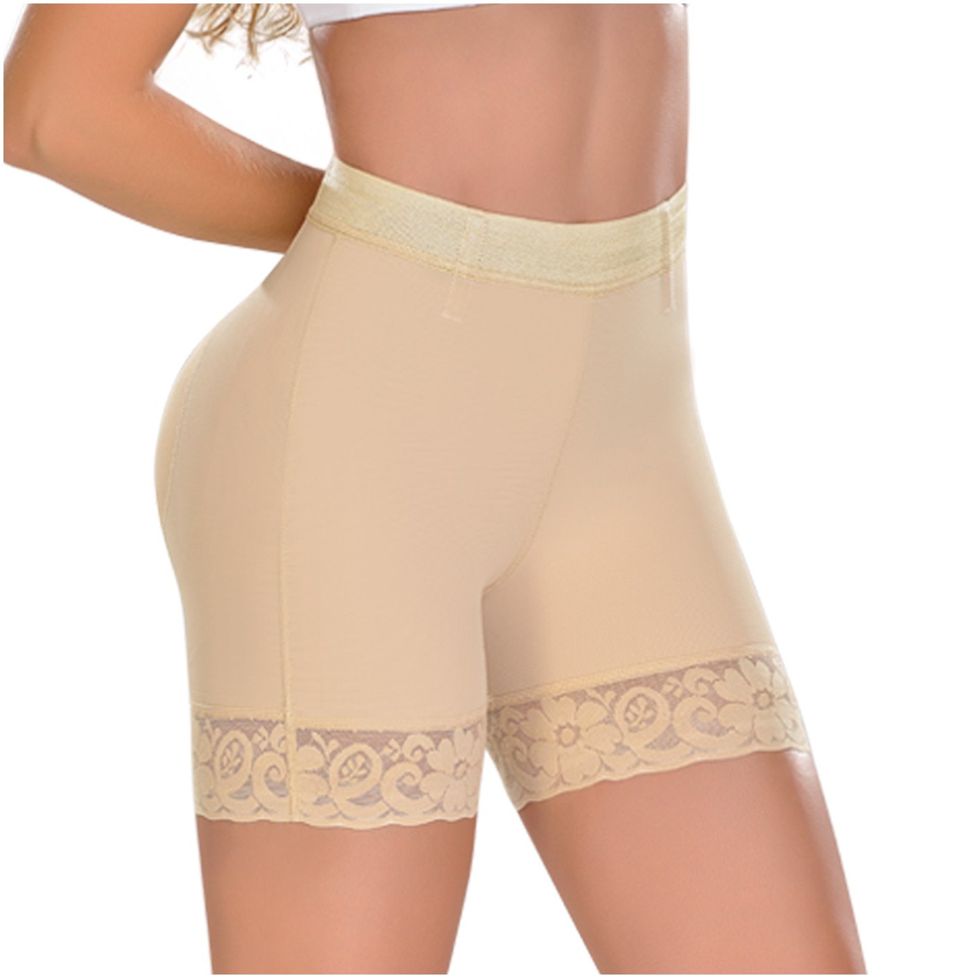 MYD 0323  High Waisted Knee-Length Body Faja Shorts For Women – Shapes  Secrets Fajas